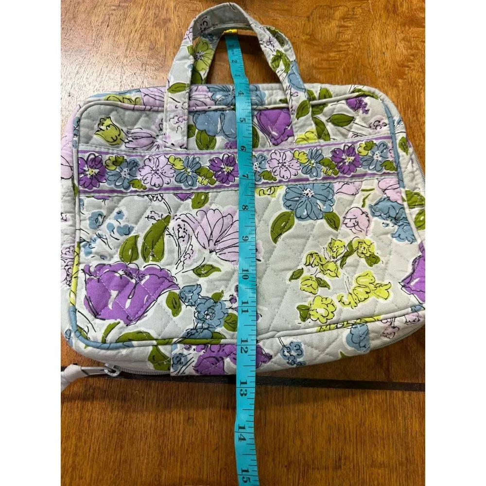 Vera Bradley Floral Quilted Tablet Case Document Bag Purple Blue Grey Floral